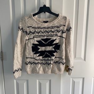 Cream Geometric Sweater